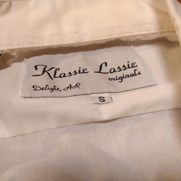 Vintage Christmas Santa Deer Snowflake Glittery White Button Up Blouse Women's S - Picture 4 of 7